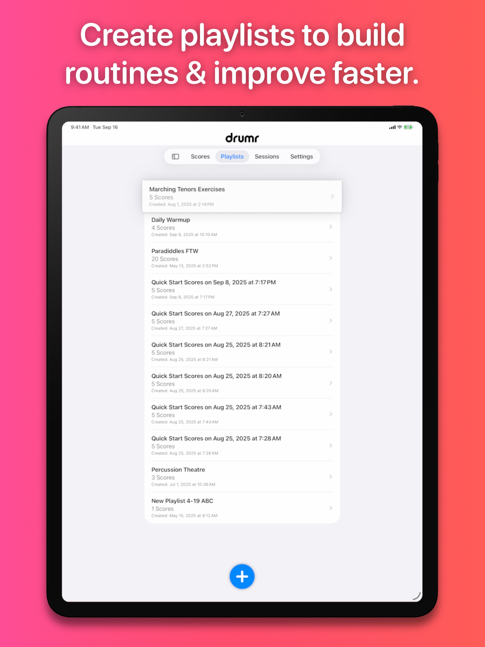 Drumr on iPad - KitView expanded